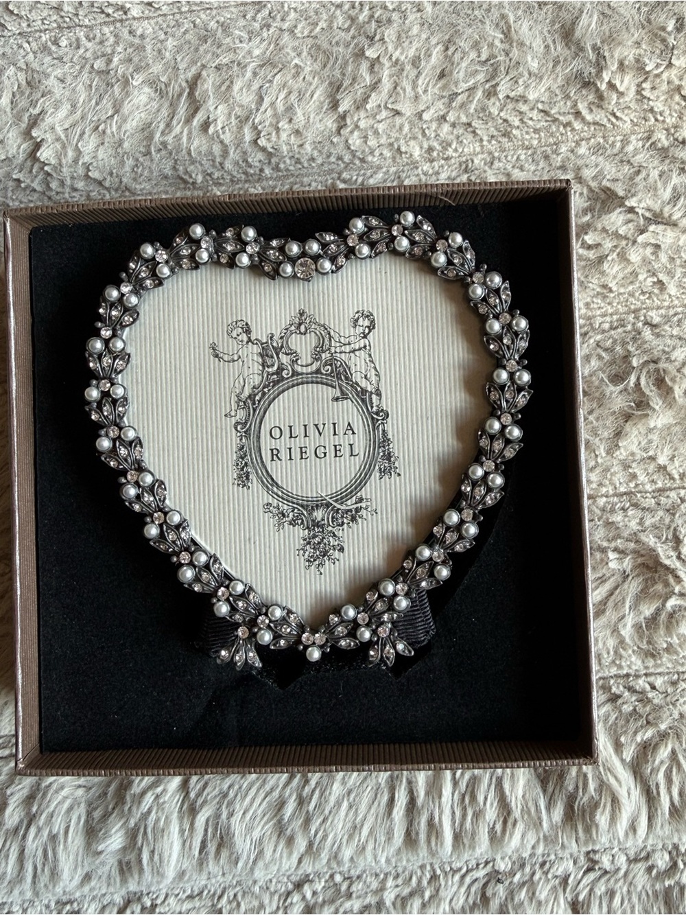 Olivia Riegel Silver Pearl Heart Picture Frame